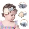 Accessoires pour cheveux, bandeaux en Nylon pour bébés filles, bandeaux à fleurs douces, nœuds, couvre-chef pour nourrissons, pour fête à domicile, mariage