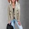 Autumn Women's Suit Jacket Office Women Thin Top Plaid Jacket Button Coat Fashion Cheap Wholesale Cropped Blazer New