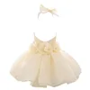 Robes de fille bébé robe de princesse mariage 1er anniversaire fête Costume arc robe de bal élégant blanc fleur baptême pour les filles en bas âge