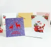 Christmas 3D Gilding Greeting Card Santa Claus Snowman Scarf Pattern Thicken Postcard Cartoon Handwriting Blessing Cards 925