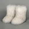 y2k fur boots Winter Winal Women Shibuya حار فتاة أفخم الثعلب فو فو فرو قطعة واحدة من أحذية الثلج 230925