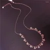 Catene 585 Collana di perline con stella brillante in oro viola per donna Fidanzamento di nozze Gioielli in rosa 14K di alta qualità