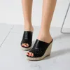 Sandals Ladies Fashion Summer Solid Color Scated in pelle Apri Tacco a pasta spessa tacchi piattaforma grossi per donne