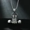 Pendentif Colliers Personnalité Creative Titanium Steel Collier Ne se décolore pas Fitness Fist Haltère Sports Punk Hip Hop Power Jewel344G