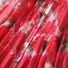 Robe mi-longue à imprimé Floral rouge, avec nœud papillon, manches longues, col rond, boutons, robes décontractées, automne 2023, A3S150904-04