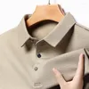 Polos masculinos 2023 primavera e outono polo colarinho jacquard camisa de manga comprida meia idade negócios casual fundo