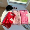 Herrjackor 2023 Autumn Winter Children Girls Cotton Sticked Letters Patchwork Cardigan Stretch Single Breasted Girls Baseball Uniform L230925