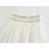 Юбки YENKYE 2023, женская белая длинная юбка с вышивкой, винтажная эластичная кулиска со средней талией, женская плиссированная юбка в стиле бохо 230925