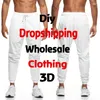 Herenbroeken Aangepaste sweat heren 3D Print uw eigen ontwerp Gepersonaliseerde joggingbroek Mannelijke elastische taille Jogger Drop Custom