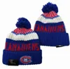 Montreal mode canadiens beanie stickade hattar idrottslag baseball fotboll basket mössor mössor kvinnor män pom mode vinter topp kepsar sport stickade hattar