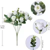 Dried Flowers 10 Heads Artificial Flower Silk Rose white Eucalyptus leaves Peony Bouquet Fake for Wedding Table Party Vase Home Decor 230923