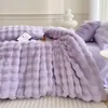 Ensembles de literie hiver chaud confortable fausse fourrure velours polaire princesse ensemble housse de couette en peluche plat/housse drap taie d'oreiller