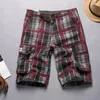 Men's Shorts Summer Cotton Plaid Casual Men High Quality Cargo Beach Male Plus Size 29-38