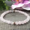 MG0967 6 mm Matt Rose Quartz Armband Rose Gold Color Beaded Armband High Quality Healing Crystals Yoga Mala Jewelry221D