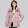 Trench da donna Moda Inverno 2023 Stile coreano Fodera in finta lana Parka Collo in pelliccia con cappuccio Spesse giacche calde