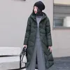 Trench da donna 2023 stile cinese giacca allentata da donna moda invernale monopetto cappotto retrò lungo con cappuccio sottile in cotone femminile