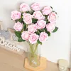 Dried Flowers 5pcs Artificial Rose Silk Long Branch Bouquet for Wedding Home Room Table Centerpiece Decor Fake Plant Wreath Accessory 230923