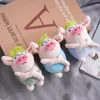 Cute Dropped Pig Green Hair Pig Plush Little Pig Doll Car Keychain Bookbag Hanging Bag Male and Female Couple Hanging Accessories