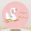 Party Decoration Pink Flower Gold Crown White Swan Round Backdrop Cover Princess Girl Birthday Baby Shower Circle Pography Background