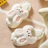 Pantoufles d'hiver en coton Super mignonnes pour femmes, lapin imperméable, semelle douce et épaisse, peluche amovible, pantoufles en coton lavables