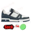 Mulheres de luxo Mens Casual Designer Sapatos Virgil Em Relevo Abloh Branco Preto Rosa Monogramas Denim Azul Marca Flat Bezerro Plataforma De Couro Treinador Baixo Top Sneakers