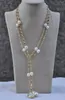 Collares colgantes Z11571 50 "28 mm arroz barroco blanco KESHI Reborn Pearl CZ collar de cadena