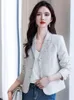 Damespakken Herfst Groen Kantoor Dame Blazers Roze Single Breasted Elegante Kleding Lange Mouw Casual Witte Jas 2023 Mode