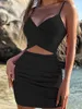 Casual Dresses Women Sleeveless Mini Dress Summer Cutout Ruched Spaghetti Strap Party For Cocktail Beach Streetwear