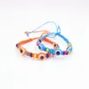 10 colores tejen pulseras de cuerda con cuentas de la suerte Hamsa amuleto acrílico pulseras de mal de ojo para mujeres Whole277K