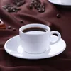 Koppar tefat 70 ml liten kapacitet ren vit kaffekopp och tefat set italiensk espresso s bistro mugg tazas para espressotasse kopjes