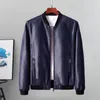 Men's Jackets Fall Men Jacket Baseball Vintage Smooth Faux Leather Winter Windproof Stand Collar Plus Size Long Sleeve