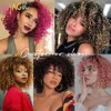 Bulks de cabelo humano mágico sintético afro kinky cabelo encaracolado tecer cabelo 16-20 polegadas 7 peças / lote pacotes com fechamento laço africano para mulheres extensões de cabelo 230925