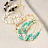 Hoop Earrings Bohemian Colored Clay Polymer Beads Glass Pearl Women Fashion 40mm Golden Ear Hoops Elegant Jewelry