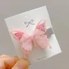 Accessori per capelli 2 pezzi di cartoni animati colorati glitter clip a farfalla forcine carine per ragazze fiocchi in filato mollette per capelli