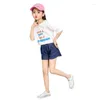 Shorts 2023 Été Filles Pantalons Enfants Bleu Denim Volant Adolescent Cuasual Gland Jean Sports 5 6 8 9 10 11 12 Ans