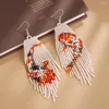 Dangle Earrings Rice Bead Tassel Fish Cactus Design Fashion Hand Knitting Bohemia Alloy Simple Originality Beaded