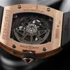 Automatic Watch Richrd Mileres Wristwatches Wristwatches RM023 Mens 18k Gold Case Wine Design XWUD6