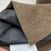 2023 Autumn Khaki Solid Color Brooch Panelled Wool Blends Outwear Coat Long Sleeve Notched-Lapel Buttons Double-Breasted Long Outwear Coats B3S202228