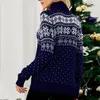 Pulls pour femmes Femmes Pull d'hiver Casual Loose Fit Motif de flocon de neige Crochet Pulls à manches longues Col roulé Noël Vêtements quotidiens