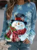 Sweats à capuche pour femmes Survêtements de Noël Impression 3D Femmes Mode décontractée Sweat-shirts à col rond Hauts à manches longues Pull surdimensionné Vêtements