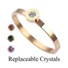 New Classic Design Replaceable Crystals 6cm Zircon Steel Roman Numerals Bracelets & Bangles Women Fashion Jewelry Bangles233u