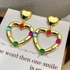 Boucles d'oreilles pendantes Vintage coloré strass amour coeur goutte pour femmes Cool Y2k esthétique à la mode luxe bijoux de mode