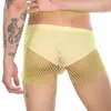 Sexig uppsättning mäns sexig ren glitter diamant fishnet boxer shorts erotiska transparenta netto hål trosor scen klubbutrustning sex underkläder sissy 230808