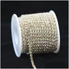 Chains 9Meters/Roll Ss6 2Mm Clear Crystal Sier Base Cup High Density Rhinestone Claw Chain Diy Trim Sew-On Jewelry Accessories New Dro Dhva5