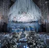 パーティーデコレーション10mホワイトチュチュ天井ドレープパネルウェディングキャノピーマリアージロングガーゼドレープセレモニーホールの装飾