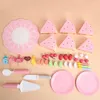 Kitchens Play Food Children's wooden simulation magnetic cake strawberry double birthday baby pretend play kitchen food educational toys girls 230925