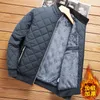 Herrjackor r bomberjacka män diamantmönster fleece fodrad casual mens modekläder 2023 Autumn Winte Brand Slim Fit Coat