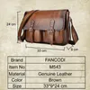 Kolejki mody Cowhide oryginalne skórzane męskie torby na ramię w stylu vintage męski mężczyzna duża pojemność Messenger Crossbody Brown M543