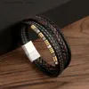 Charmarmband Jiayiqi rostfritt stål Bangle Högkvalitativ läderarmband Men mode ny design manlig fläta hand smycken Q230925