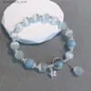 Braccialetti con ciondoli Original Opal Sea Blue Treasure Bracciale in cristallo al chiaro di luna Bracciale elastico di lusso leggero per ragazze Accessori per gioielli da donna Q230925